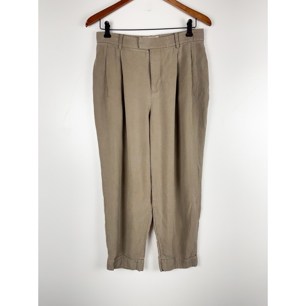 Everlane 100% Lyocell Pleated Way-High Trousers Pants Sz 6 Sage Khaki Green Cuff